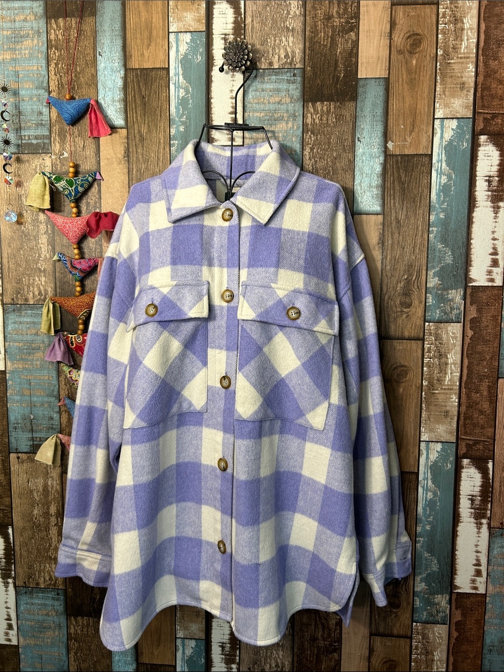 Lavender & White Plaid oversized shacket